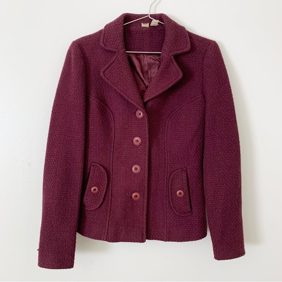 bp Jackets & Blazers - | bp • burgundy basketweave peacoat • small |